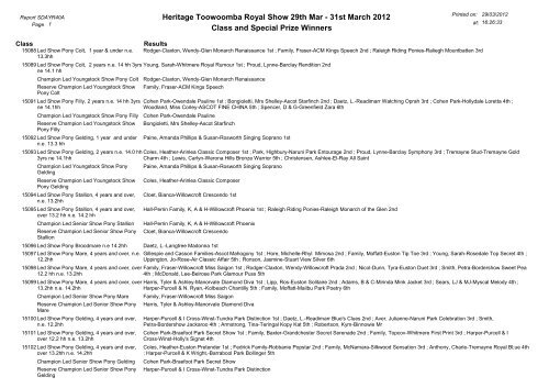 Heritage Toowoomba Royal Show 29th Mar - 31st ... - Horse Deals