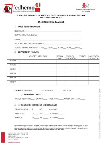 Formulario de solicitud - Hemofilia