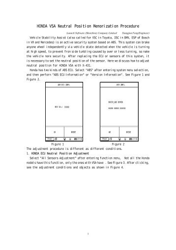 HONDA VSA Neutral Position Memorization Procedure - BBA Reman