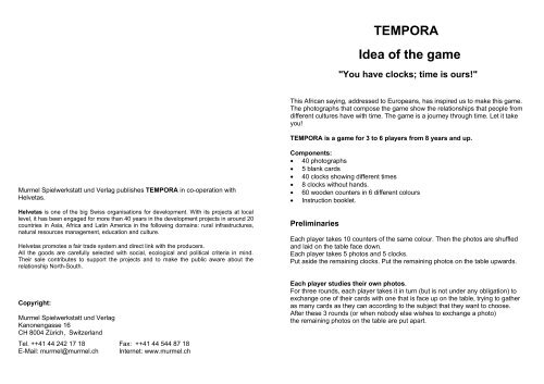 TEMPORA Idea of the game