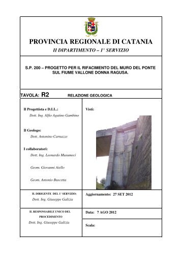 Relazione geologica - Provincia Regionale di Catania