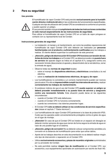 Condair CP2 Documentación Técnica - Hanseata