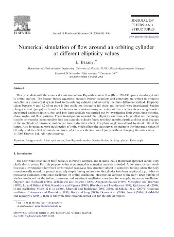 Numerical simulation of flow around an orbiting cylinder at different ...