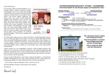 PFARREIENGEMEINSCHAFT UTTING ~ SCHONDORF