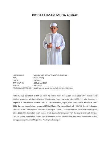 BIODATA IMAM MUDA ASYRAF - NIOSH