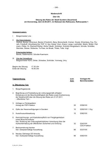 Protokoll der Ratssitzung 22.9.11 - Anton  Praetorius