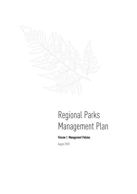 Regional Parks Management Plan Regional Parks Management Plan