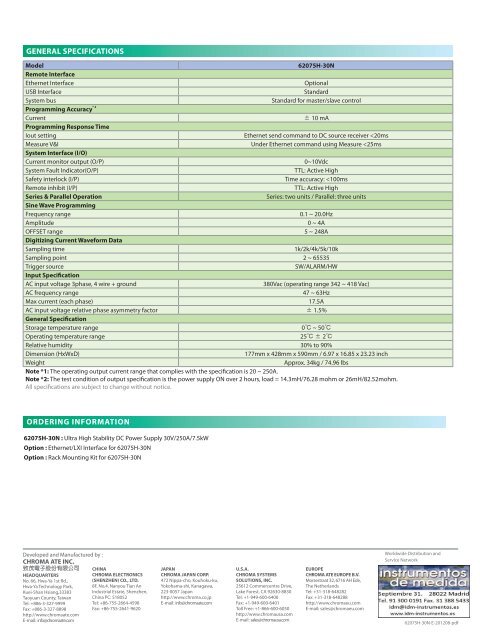 MODEL 62075H 30N - Chroma Systems Solutions