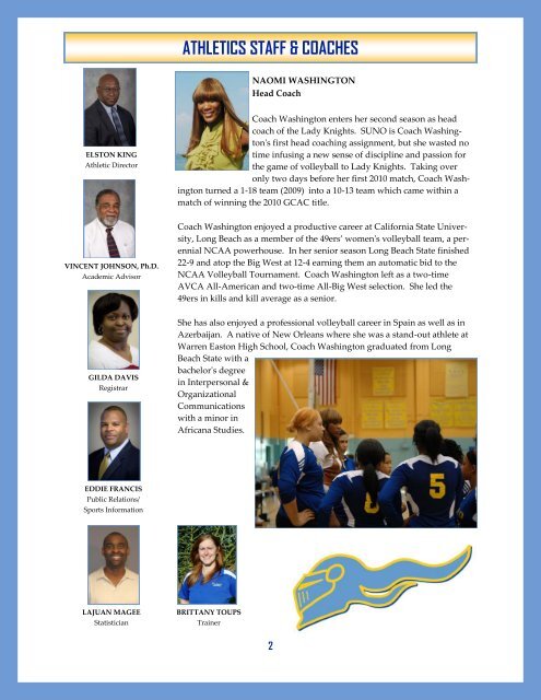 2011 VOLLEYBALL MEDIA GUIDE - Southern University New Orleans