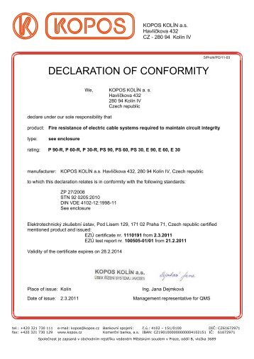 DECLARATION OF CONFORMITY