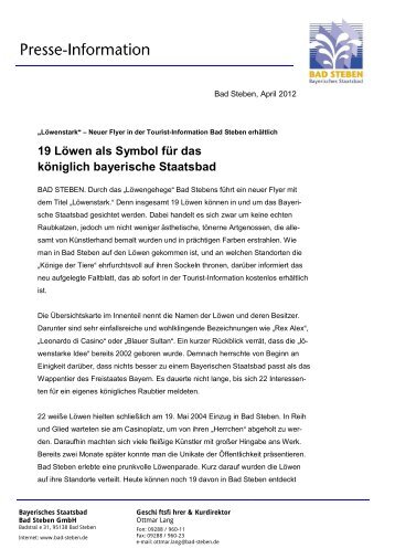 19 Löwen als Symbol für das königlich bayerische ... - Bad Steben