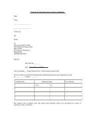 Format for reporting loss of share certificate - Reliance Energy