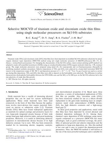 Selective MOCVD of titanium oxide and zirconium oxide thin films ...