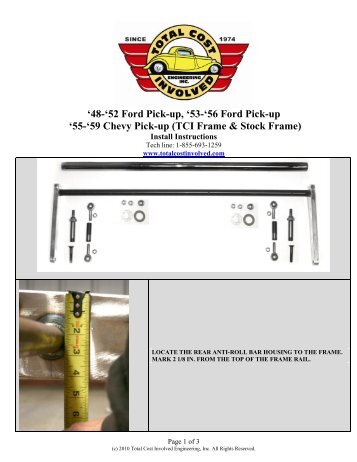 1953-1956 Truck - Rear Sway Bar Kit - Total Cost Involved