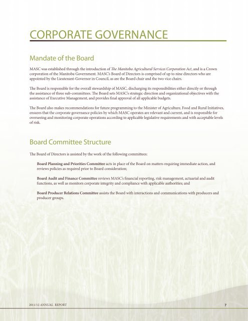 annual report 2011/12 - Manitoba Agricultural Services Corporation