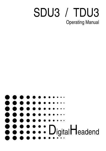 Operating Manual SDU3 - TDU3.cdr