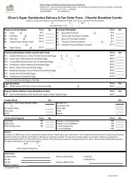 Oliver's Super Sandwiches Delivery & Fax Order Form