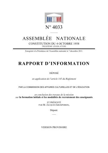 Le rapport - AssemblÃ©e nationale