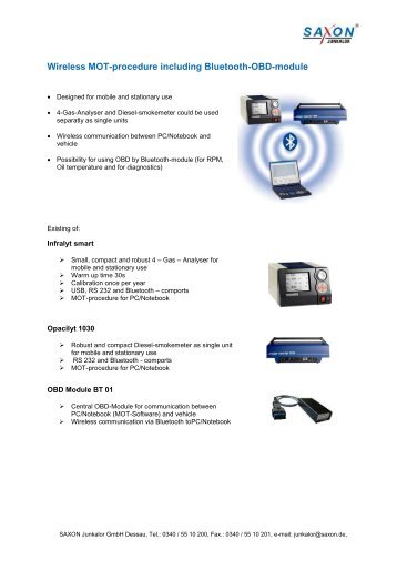 Bluetooth-MOT- Combination - SAXON Junkalor GmbH