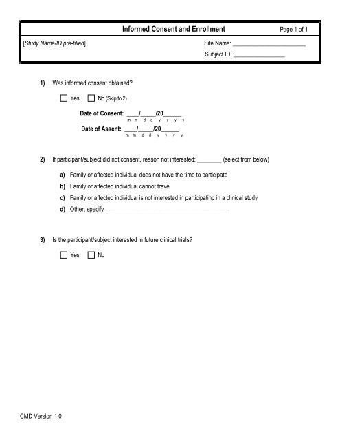 Informed Consent CRF - Cure CMD