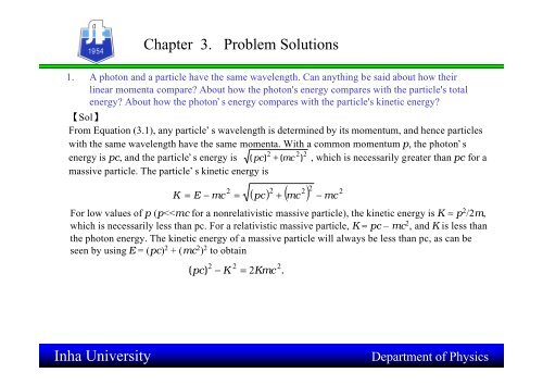 Inha University Chapter 3. Problem Solutions