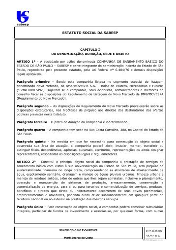 ESTATUTO SOCIAL DA SABESP