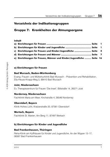 Verzeichnis der Indikationsgruppen Gruppe 7 - Fachinformationen ...