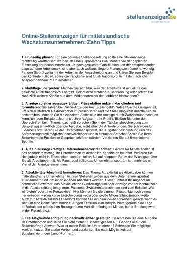 Download 10 Tipps fÃ¼r Online-Stellenanzeigen - Stellenanzeigen.de