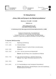 19. Dialog-Seminar „China, USA und Europa in der ...