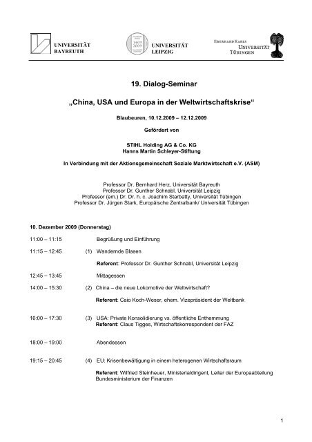 19. Dialog-Seminar „China, USA und Europa in der ...