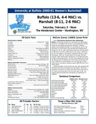 Game Notes: UB vs. Marshall - Buffalo Athletics - University at Buffalo