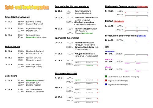 WM-Scheune 2010 Preisliste Die Oferdinger Vereine und ...