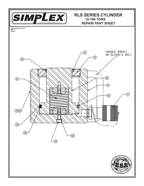 Simplex Model Rln1006 RLS SERIES CYLINDER - Simplex