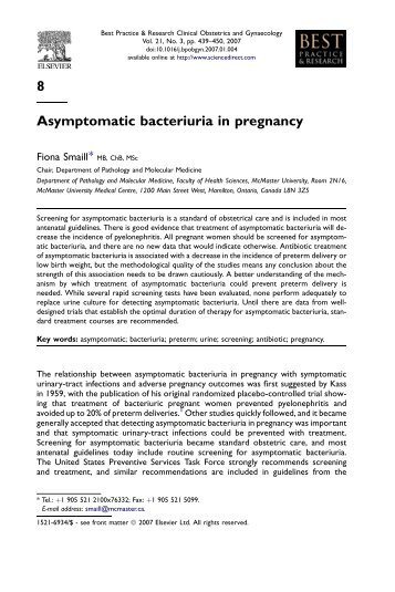 8 Asymptomatic bacteriuria in pregnancy