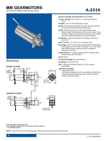 A-2030 MM GEARMOTORS - Globe Motors