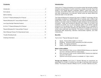 E.Z.N.A. Â® plasmid miniprep kit I Protocol (PDF Version)