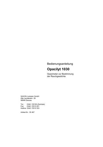 Opacilyt 1030 - SAXON Junkalor GmbH