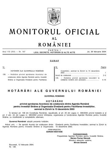 HOTâˆšRÂ¬RI ALE GUVERNULUI ROMÂ¬NIEI