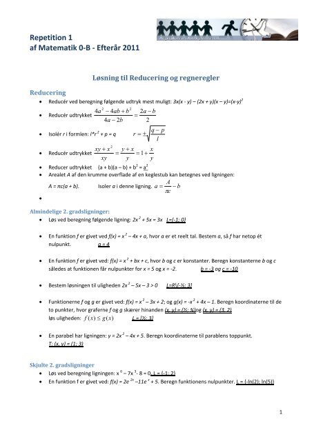 Loesning til -Reduce..