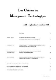 Les Cahiers du Management Technologique