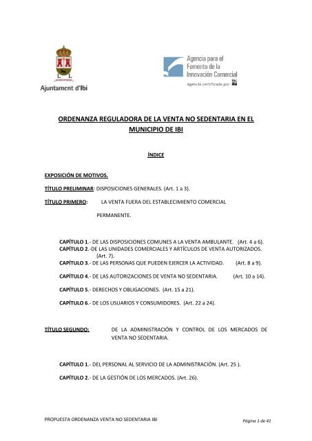 Ordenanza reguladora de la venta no sedentaria en el municipio de ...