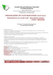 PROGRAMME DE NATUROPATHIE 2010-2011 Séminaires en ...