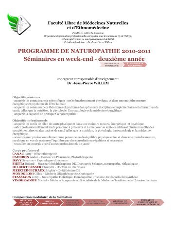 PROGRAMME DE NATUROPATHIE 2010-2011 Séminaires en ...