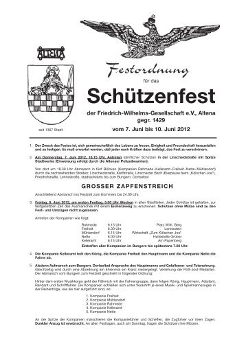 Schützenfest - Friedrich Wilhelms Gesellschaft Altena