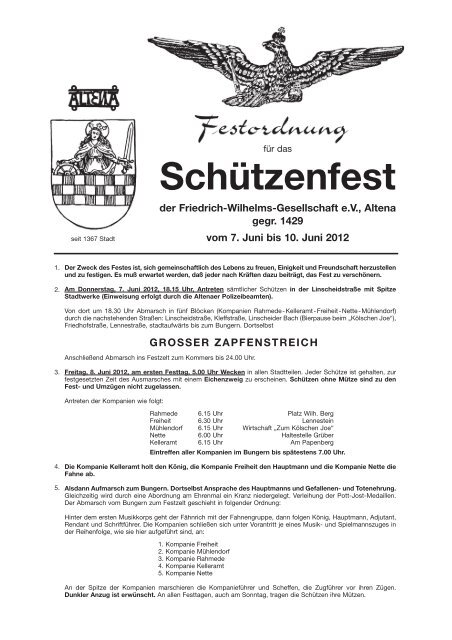 Schützenfest - Friedrich Wilhelms Gesellschaft Altena