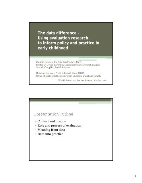 Using evaluation research to inform policy and practice in early ...