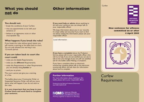 Curfew Requirement - London Probation