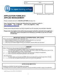 APPLICATION FORM - The Open Training College