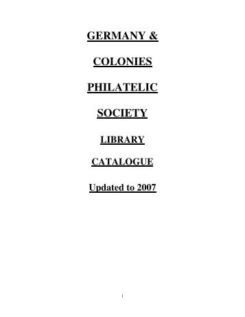 contents - Germany & Colonies Philatelic Society