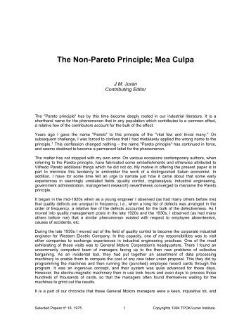 The Non-Pareto Principle; Mea Culpa - Juran Institute